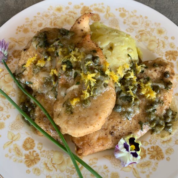 Chicken Piccata with Garlic Smashed Potatoes