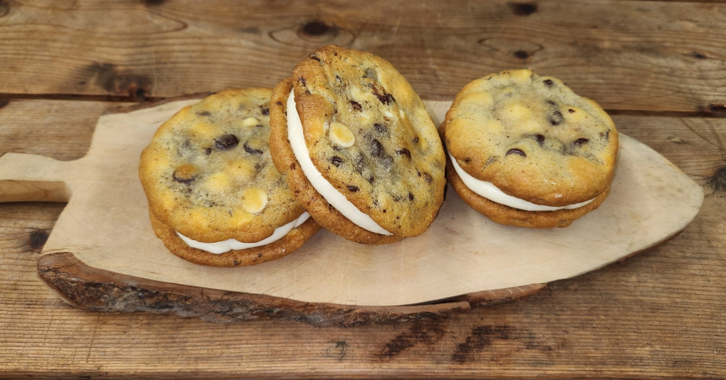 Black and White Chocolate Chip Cookie Sandwich