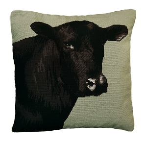 Black Angus Needlepoint Pillow